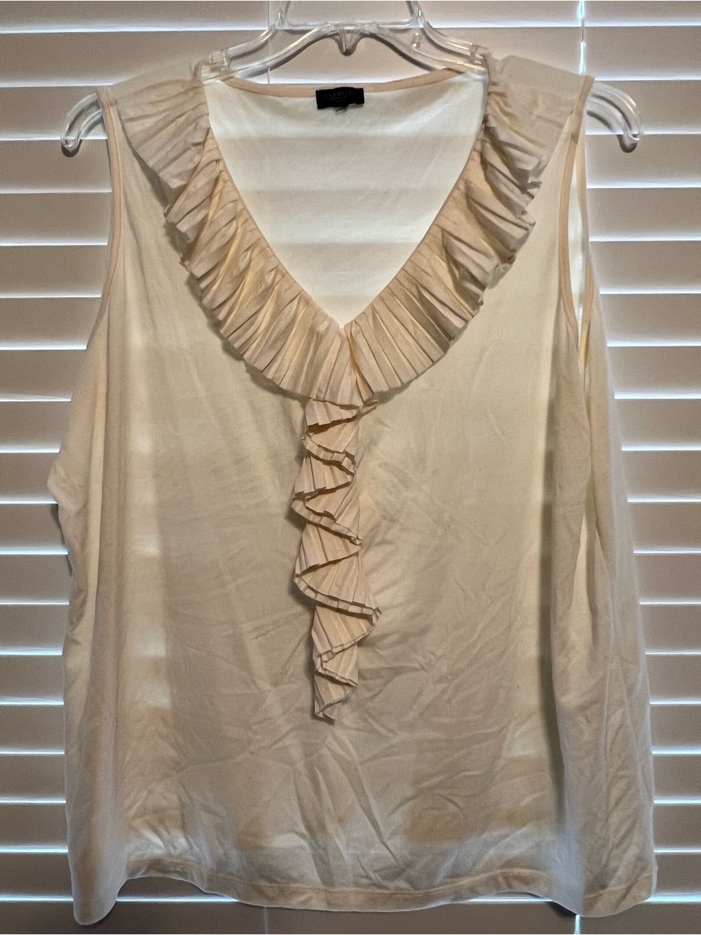 Talbots Cream Ruffle V-Neck Sleeveless Top
